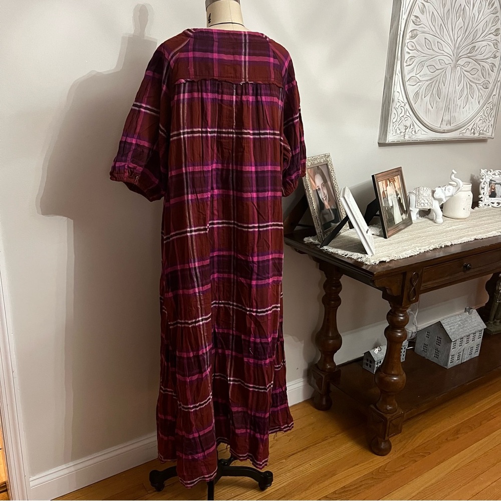 Free People Outlaw Boho Plaid Maxi Top Midi Dress Size: Large - Picture 8 of 12